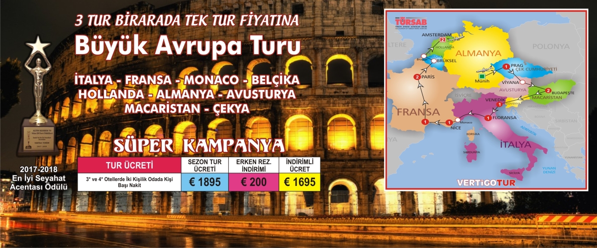 -BÜYÜK AVRUPA TURU-Uçak ile- 11 gece-12 gün-9 ÜLKE-1795 euro En kapsamlı AVRUPA TURU