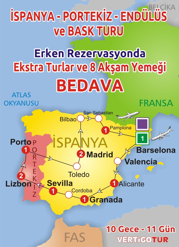 İSPANYA-PORTEKİZ - ENDÜLÜS ve BASK TURU-11 GÜN - En Kapsamlı İBERYA Turu
